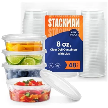 Stack Man 8 oz Deli Containers, 48-Pack