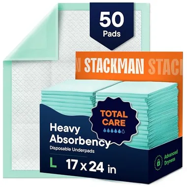 Stack Man 17in x 24in Underpads, 50-Pack