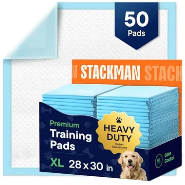 Stack Man 28in x 30in Puppy Training Pads, 50-Pack