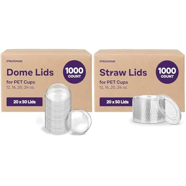 Stack Man 24 oz Flat & Dome Lids, 1,000-Pack