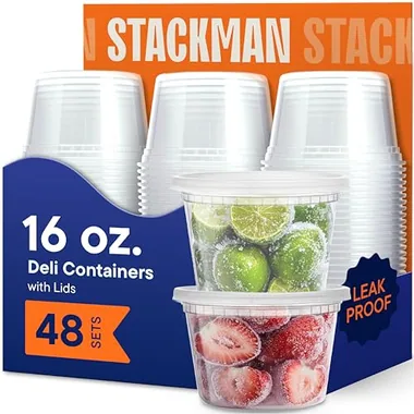 Stack Man 16 oz Deli Containers, 48-Pack