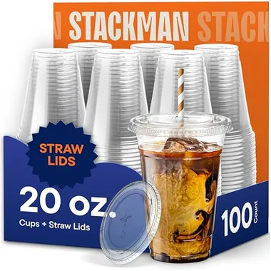 Stack Man 20 oz Cup & Lid Sets, 100-Pack