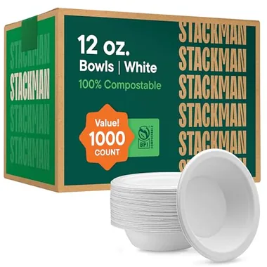 Stack Man 12 oz White Soup Bowls, 1,000-Pack