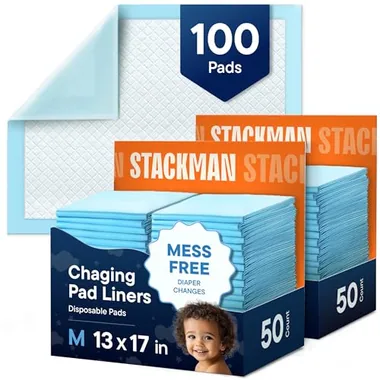 Stack Man 17in x 13in Changing Pads, 100-Pack