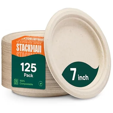 Stack Man 7-Inch Natural Brown Dessert Plates, 125-Pack