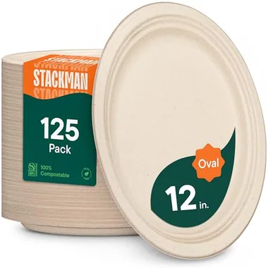Stack Man 12-Inch Oval Platters, 125-Pack