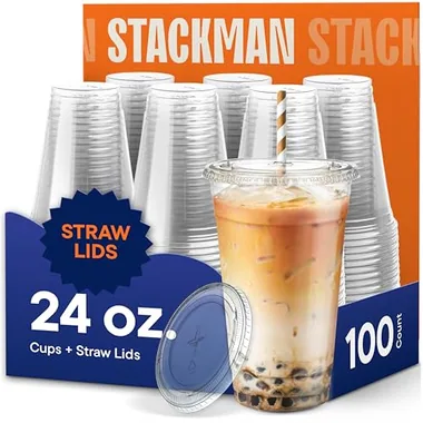 Stack Man 24 oz Cup & Lid Sets, 100-Pack