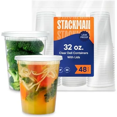 Stack Man 32 oz Deli Containers, 48-Pack