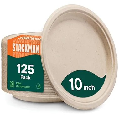Stack Man 10-Inch Dinner Plates, 125-Pack