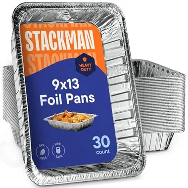 Stack Man 9x13 Silver Foil Pans, 30-Pack