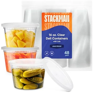 Stack Man 16 oz Deli Containers, 48-Pack