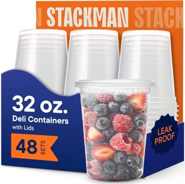 Stack Man 32 oz Deli Containers, 48-Pack