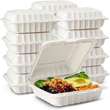 Stack Man 8x8 White Hinged Clamshells, 50-Pack