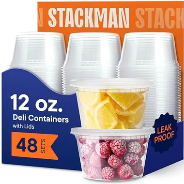 Stack Man 12 oz Deli Containers, 48-Pack