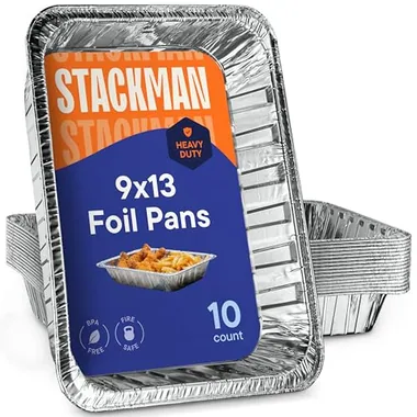 Stack Man 9x13 Silver Foil Pans, 10-Pack
